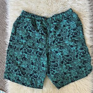 Saxx Men's Teal and Black Floral Swim Shorts